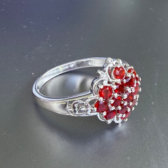 Sterling Silver Garnet Gemstone Cluster Ring Size 11 - Picture 4 of 7